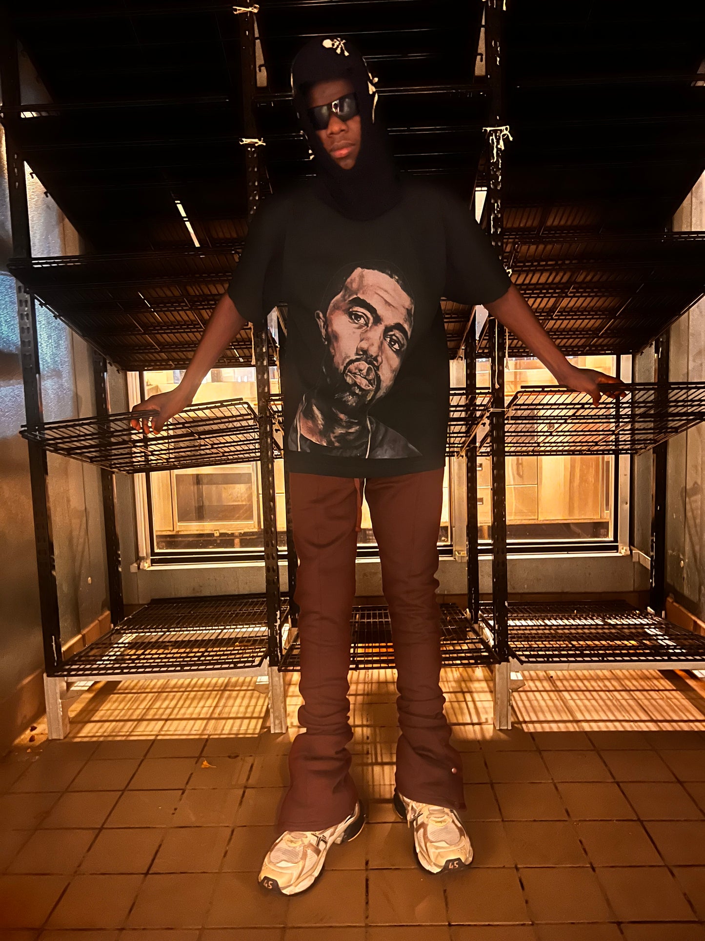 Brown Stacked Joggers