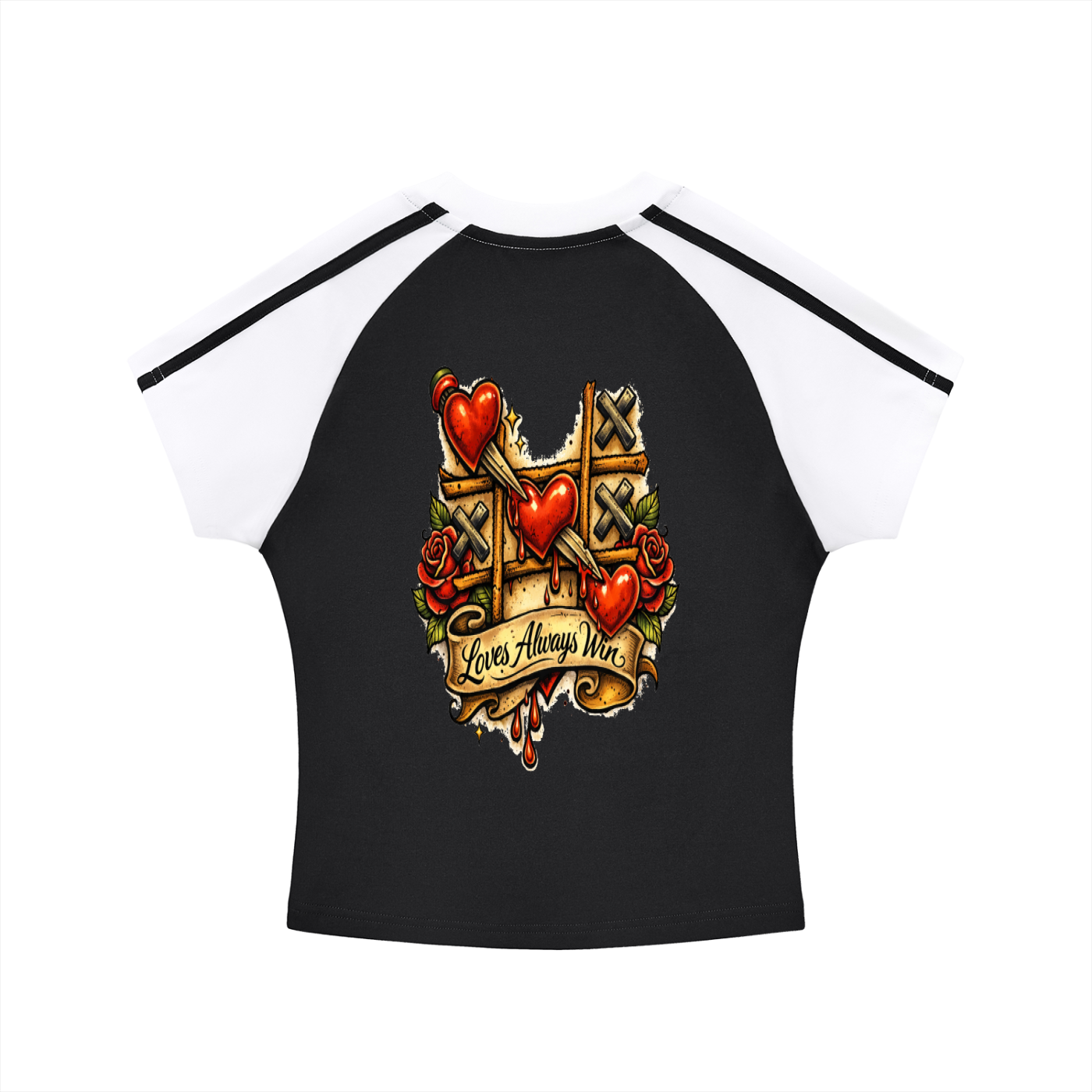 LOVE Contrast Stripes Bodycon Raglan Sleeve T-Shirt