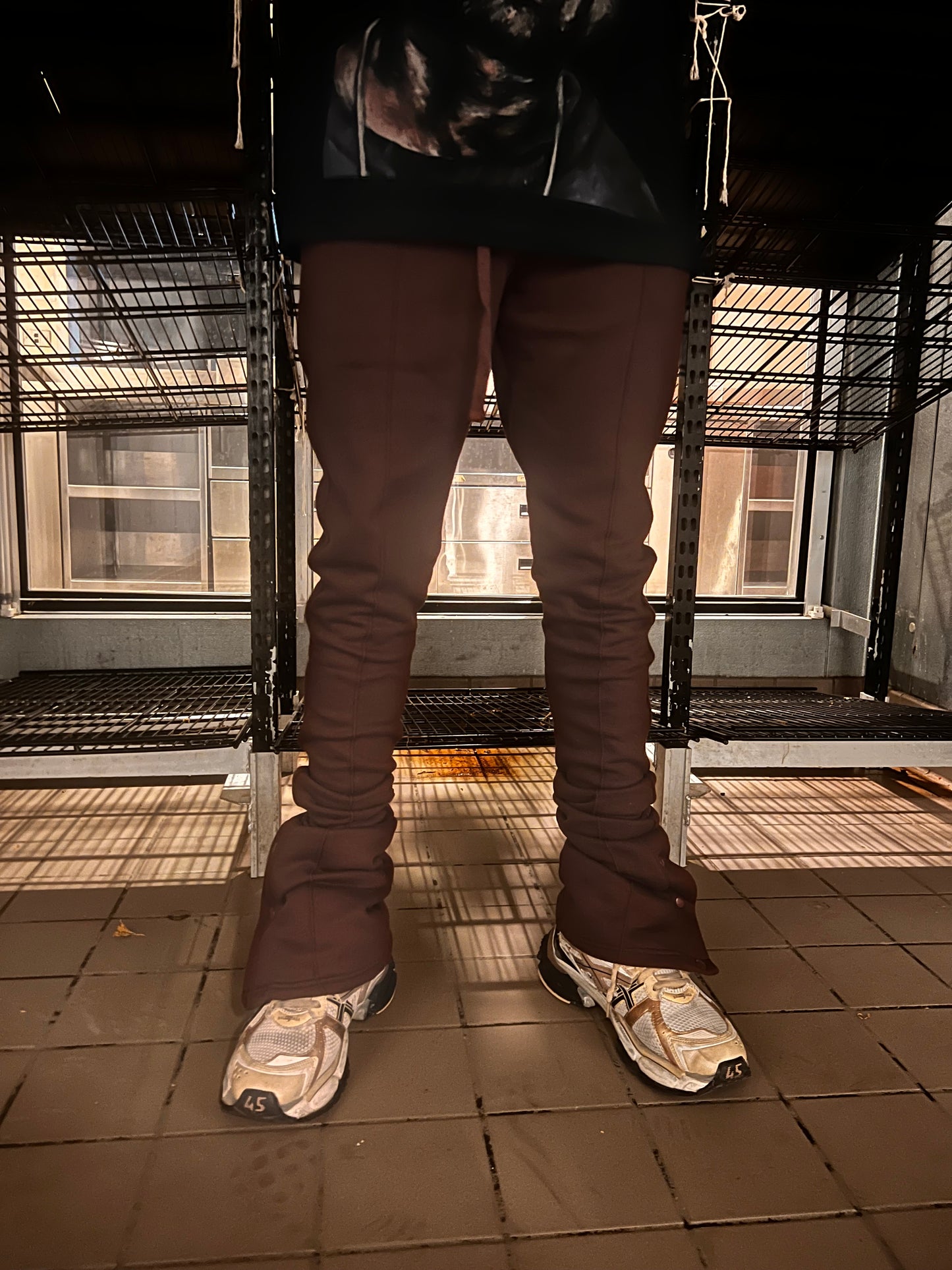 Brown Stacked Joggers
