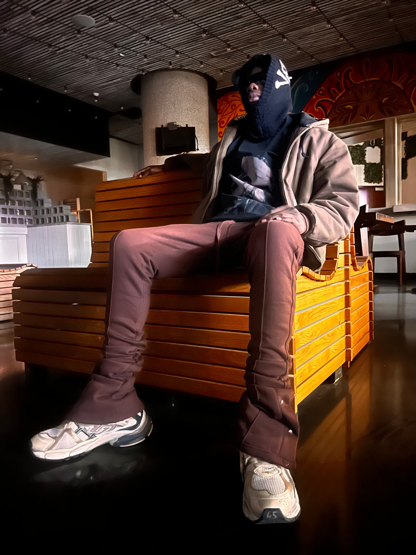 Brown Stacked Joggers