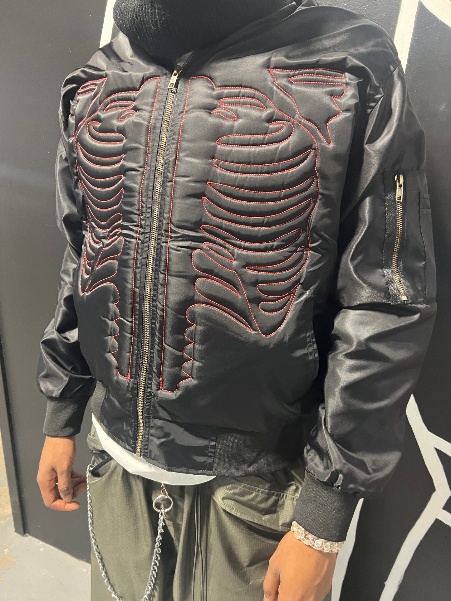 Red Skeleton Bomber Jacket