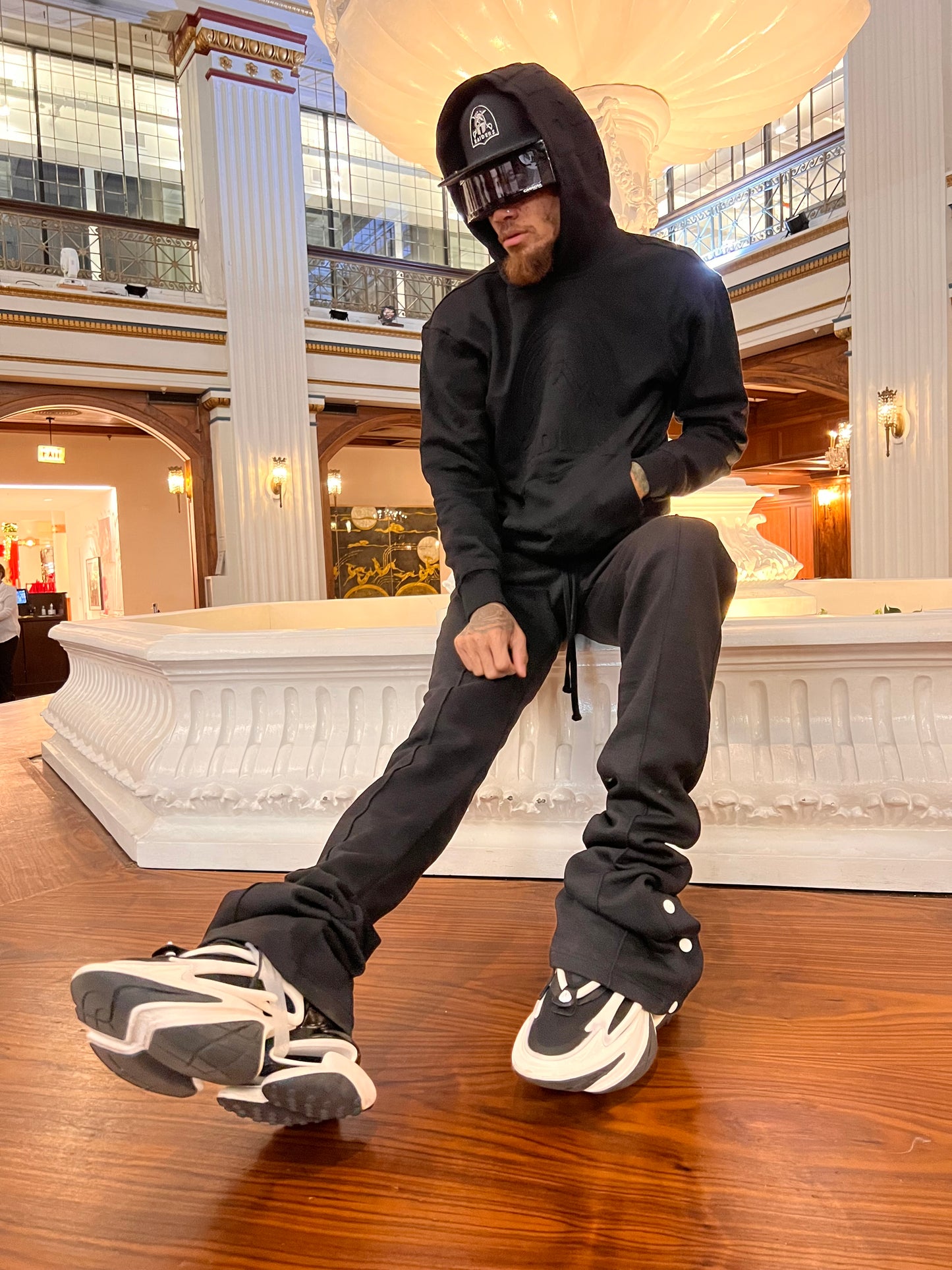 Black Stacked Joggers