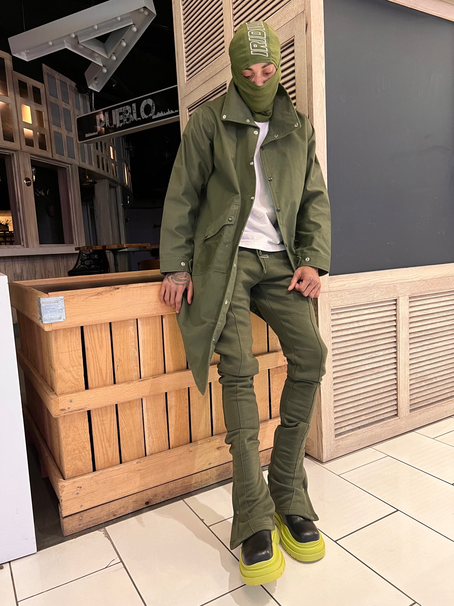 Green Stacked Joggers