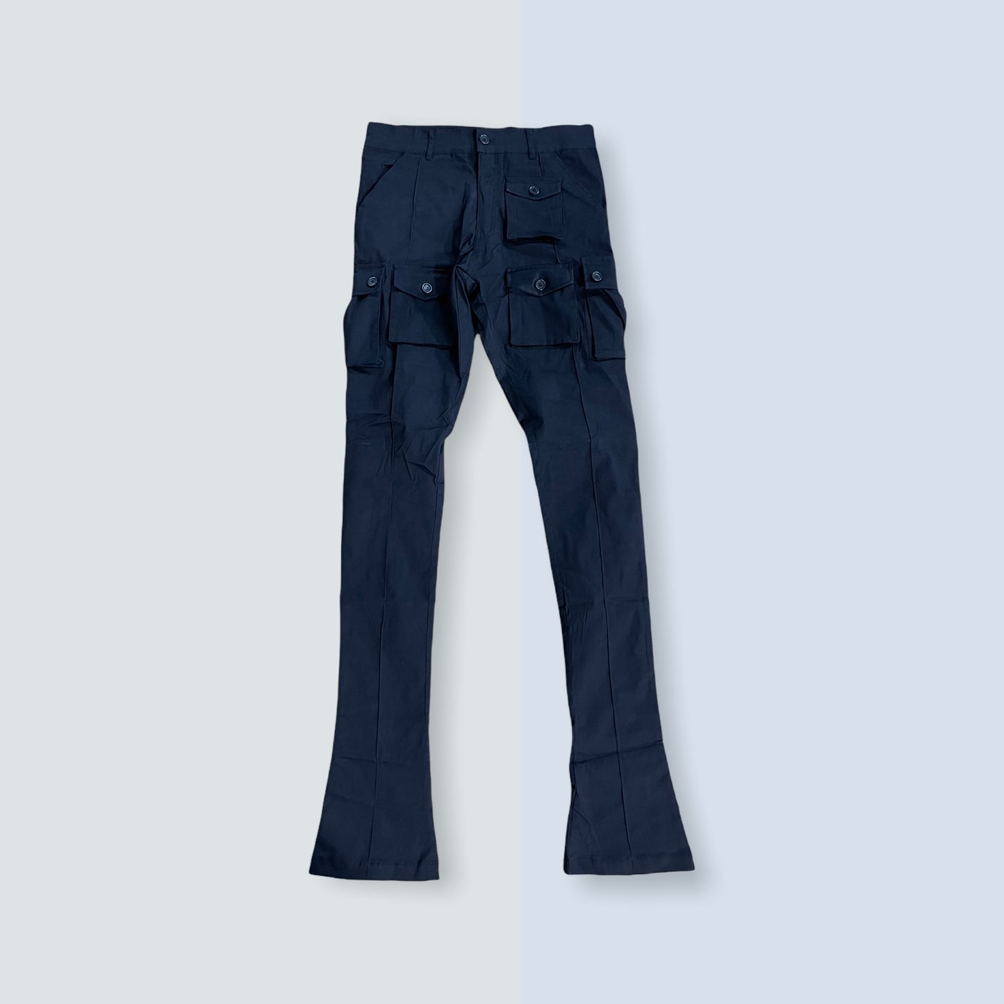 Black Stacked Cargo Pants