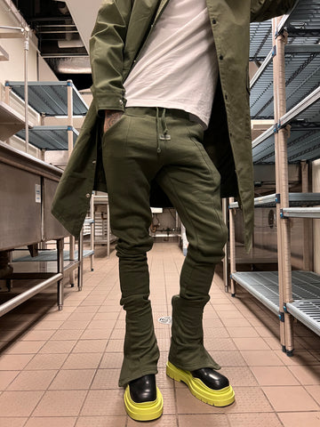 Green Stacked Joggers