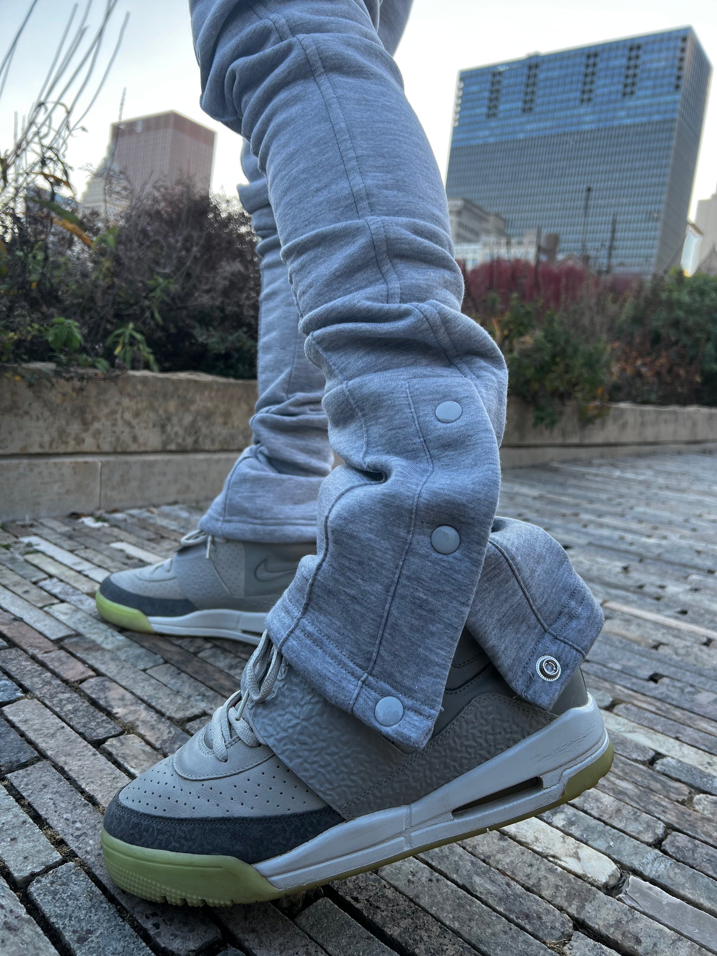 Grey Stacked Joggers
