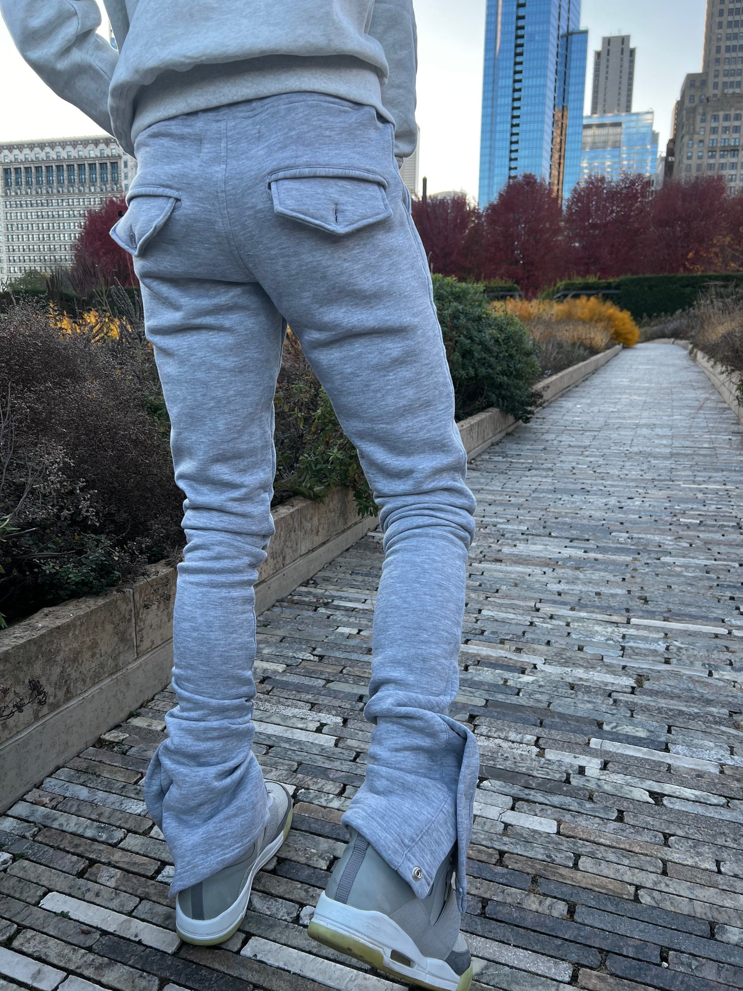 Grey Stacked Joggers