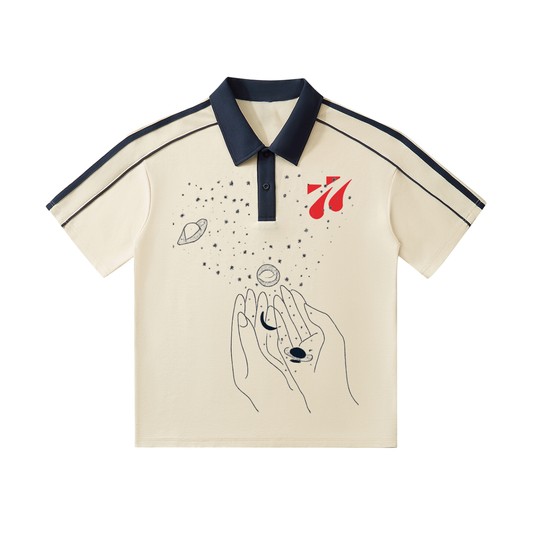 Contrast Collar Short-Sleeve Polo Shirt