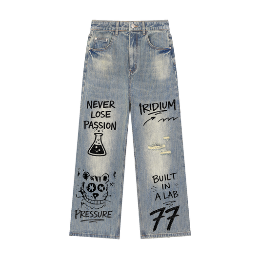 Pressure Again Vintage Wash Distressed Denim Jeans