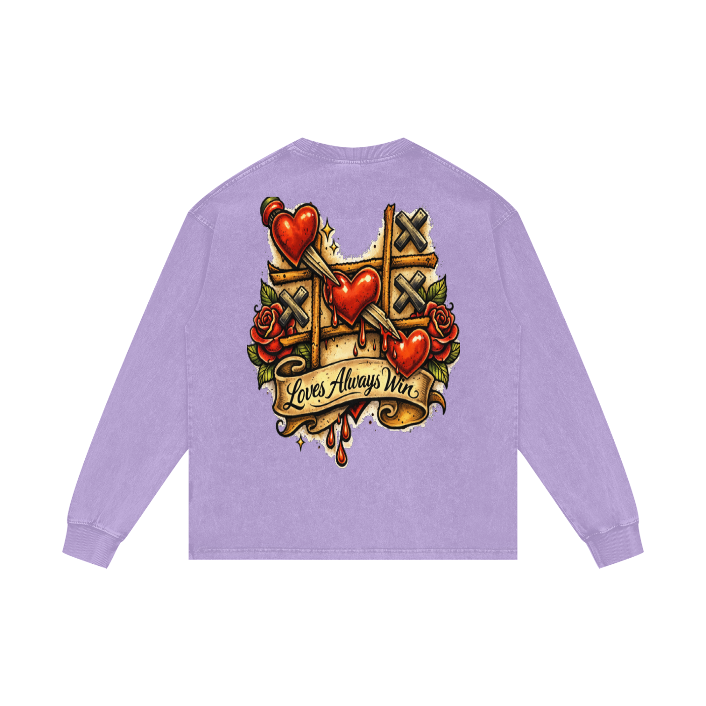 Love Wins Acid Wash Oversize Long Sleeve T-Shirt