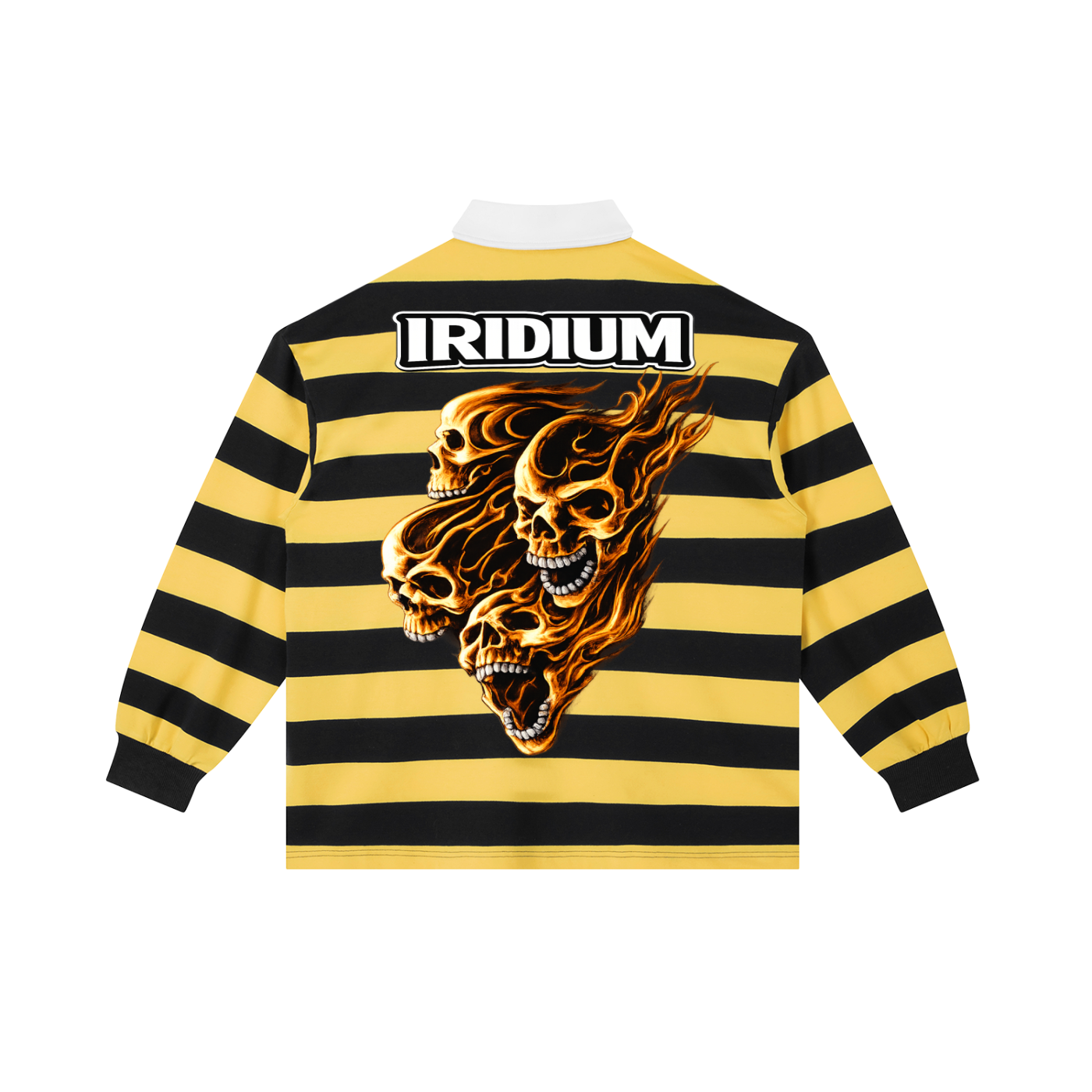 Skull Color Block Stripe Polo Shirt