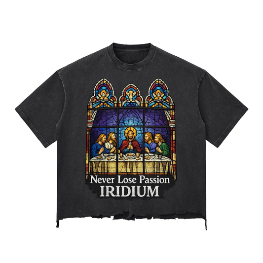 Stain Glass Snow Wash Raw-Hem Boxy T-shirt