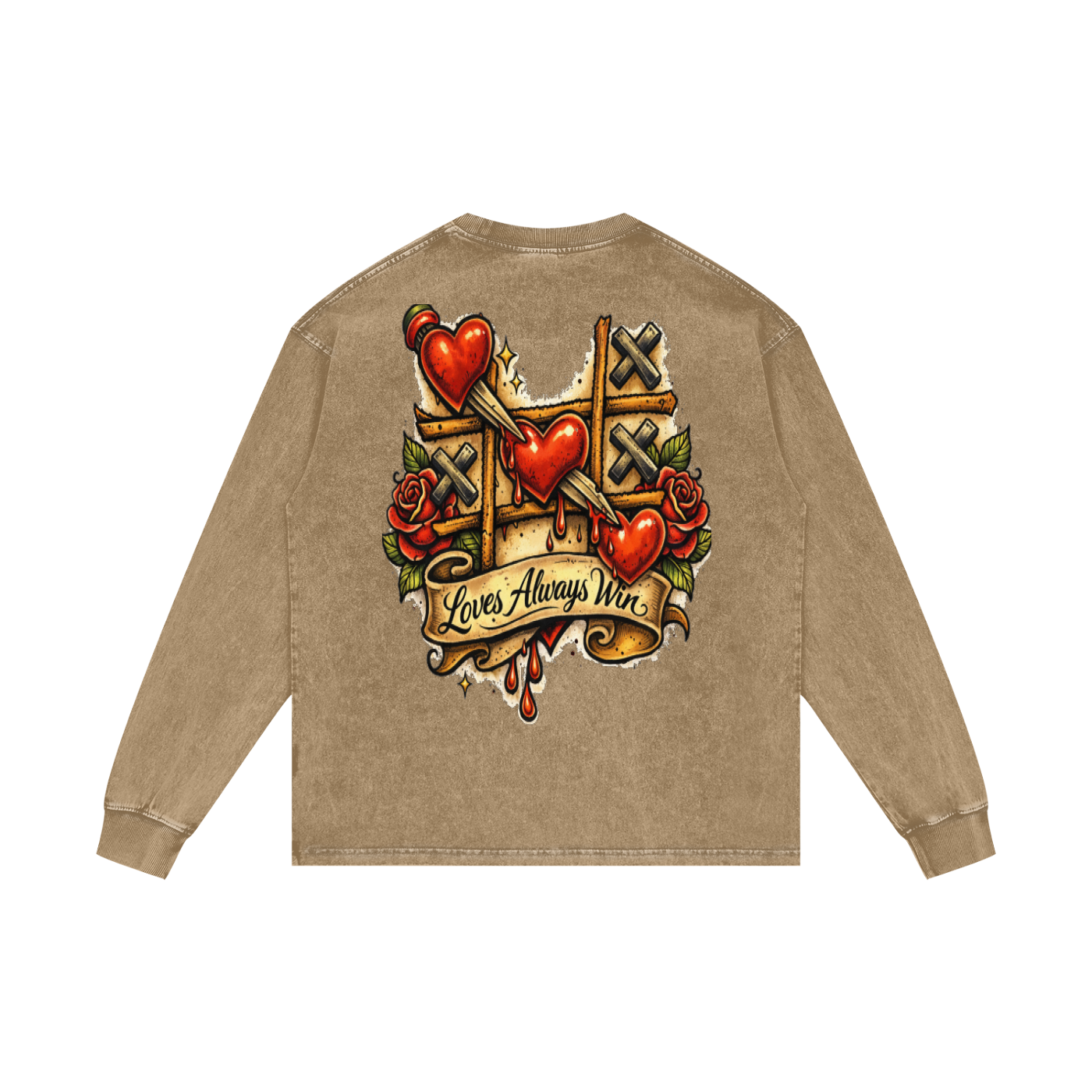 Love Wins Acid Wash Oversize Long Sleeve T-Shirt