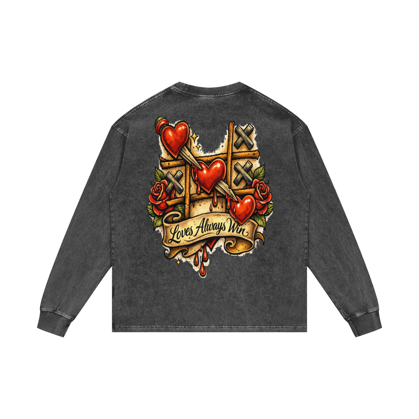 Love Wins Acid Wash Oversize Long Sleeve T-Shirt