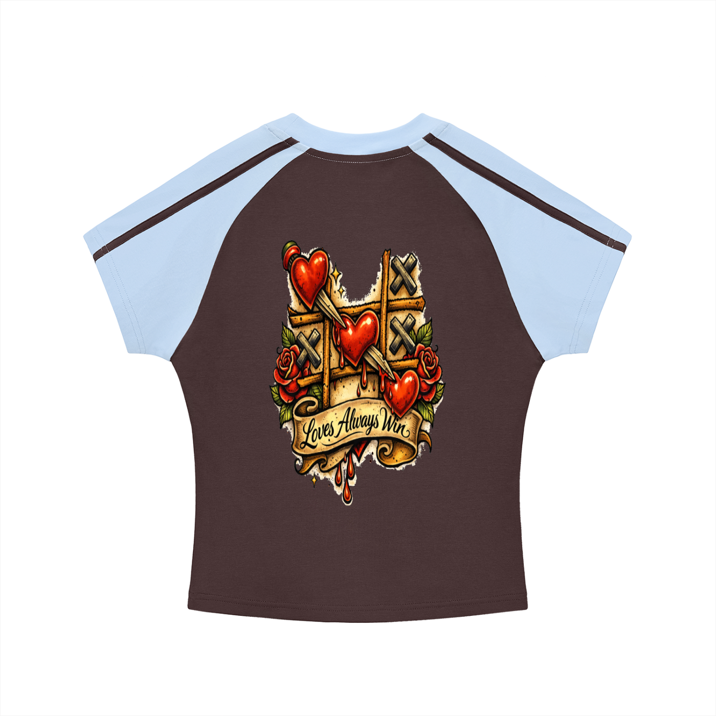 LOVE Contrast Stripes Bodycon Raglan  Sleeve T-Shirt