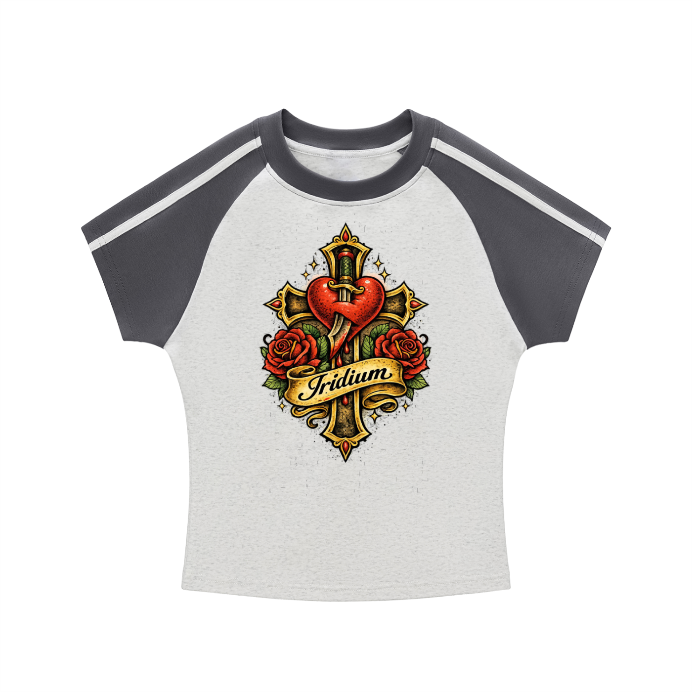 LOVE Contrast Stripes Bodycon Raglan  Sleeve T-Shirt