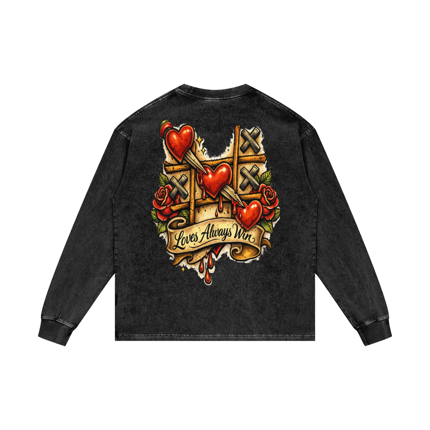 Love Wins Acid Wash Oversize Long Sleeve T-Shirt