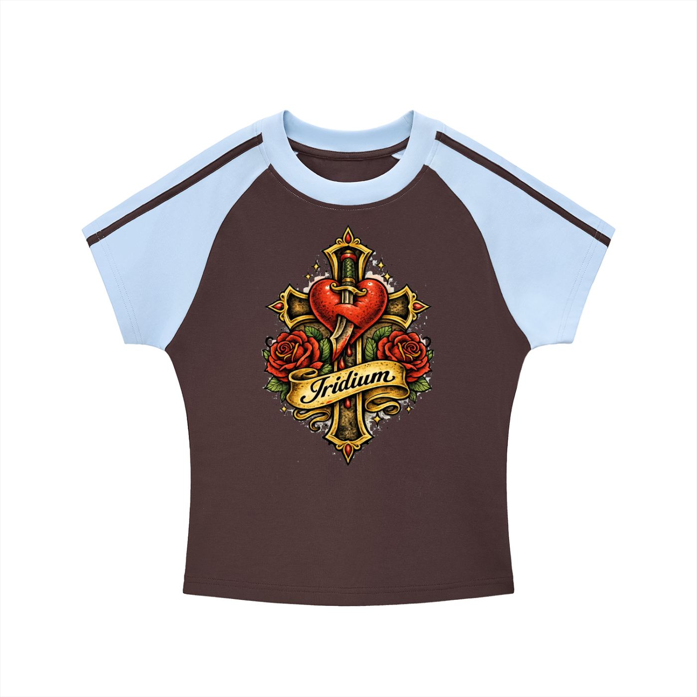 LOVE Contrast Stripes Bodycon Raglan  Sleeve T-Shirt