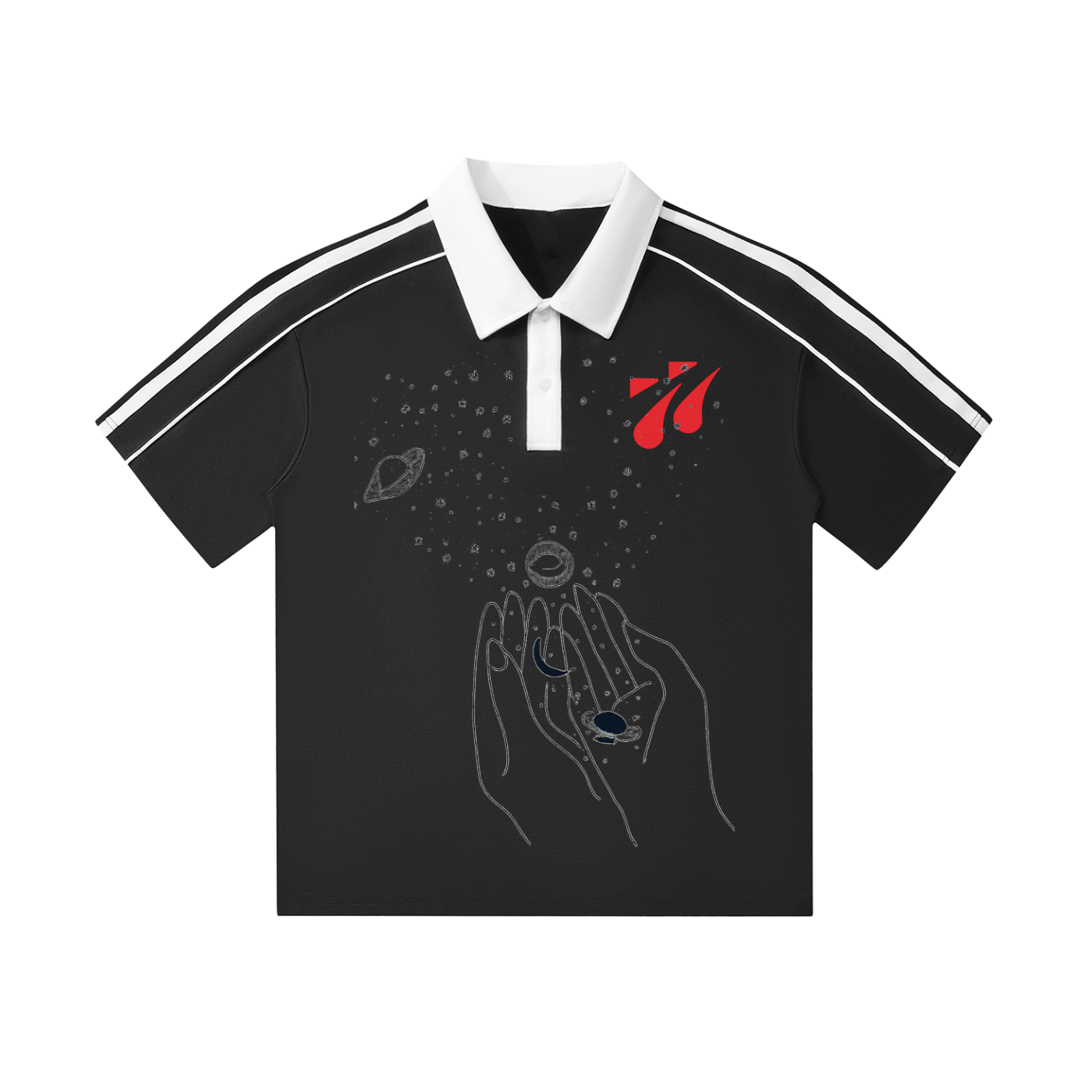 Contrast Collar Short-Sleeve Polo Shirt