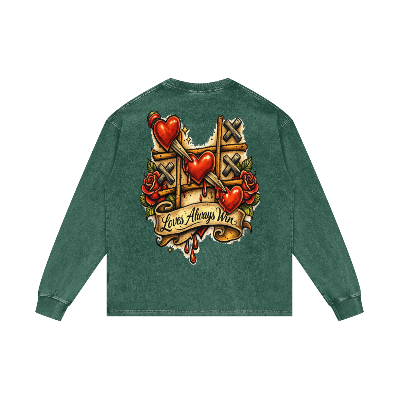 Love Wins Acid Wash Oversize Long Sleeve T-Shirt