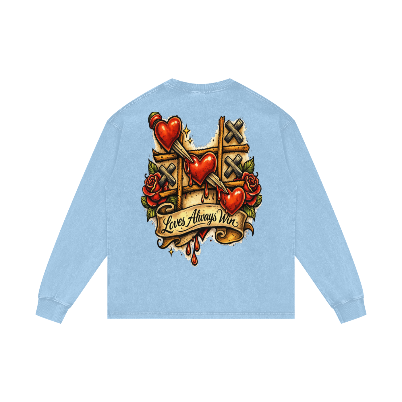 Love Wins Acid Wash Oversize Long Sleeve T-Shirt