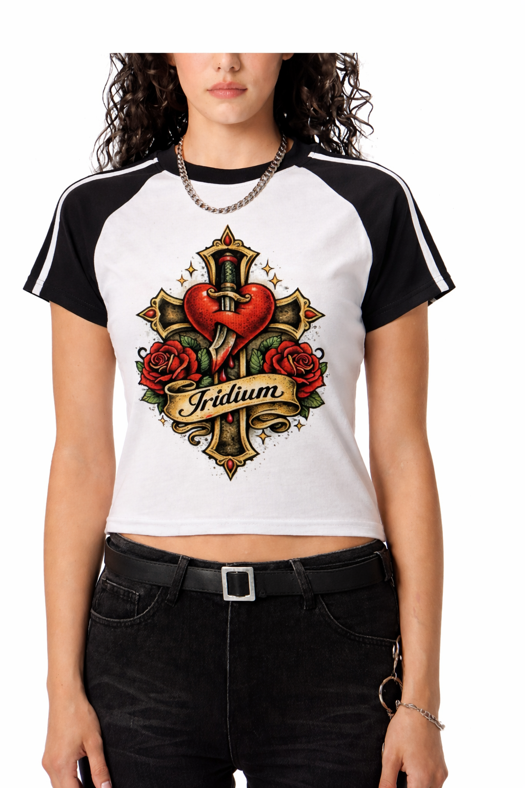 LOVE Contrast Stripes Bodycon Raglan  Sleeve T-Shirt