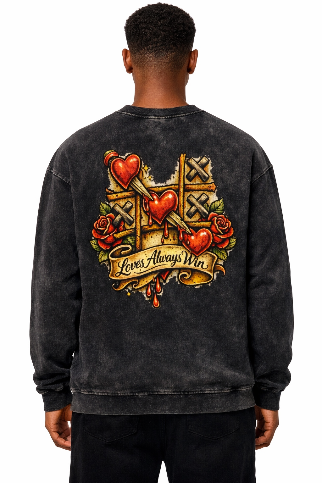 Love Wins Acid Wash Oversize Long Sleeve T-Shirt