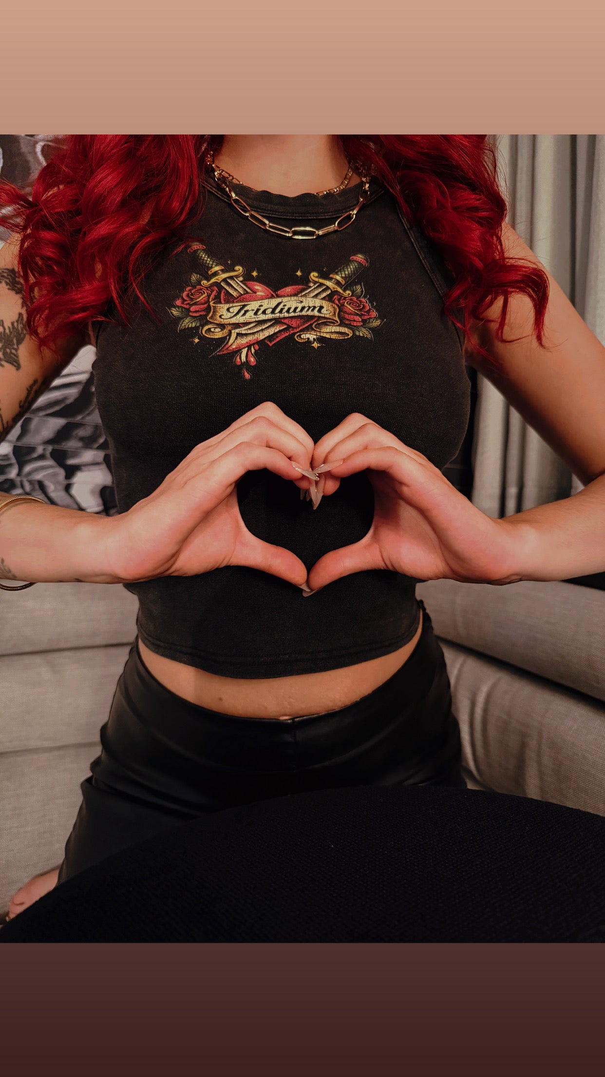 Heart Snow Washed Tank Top