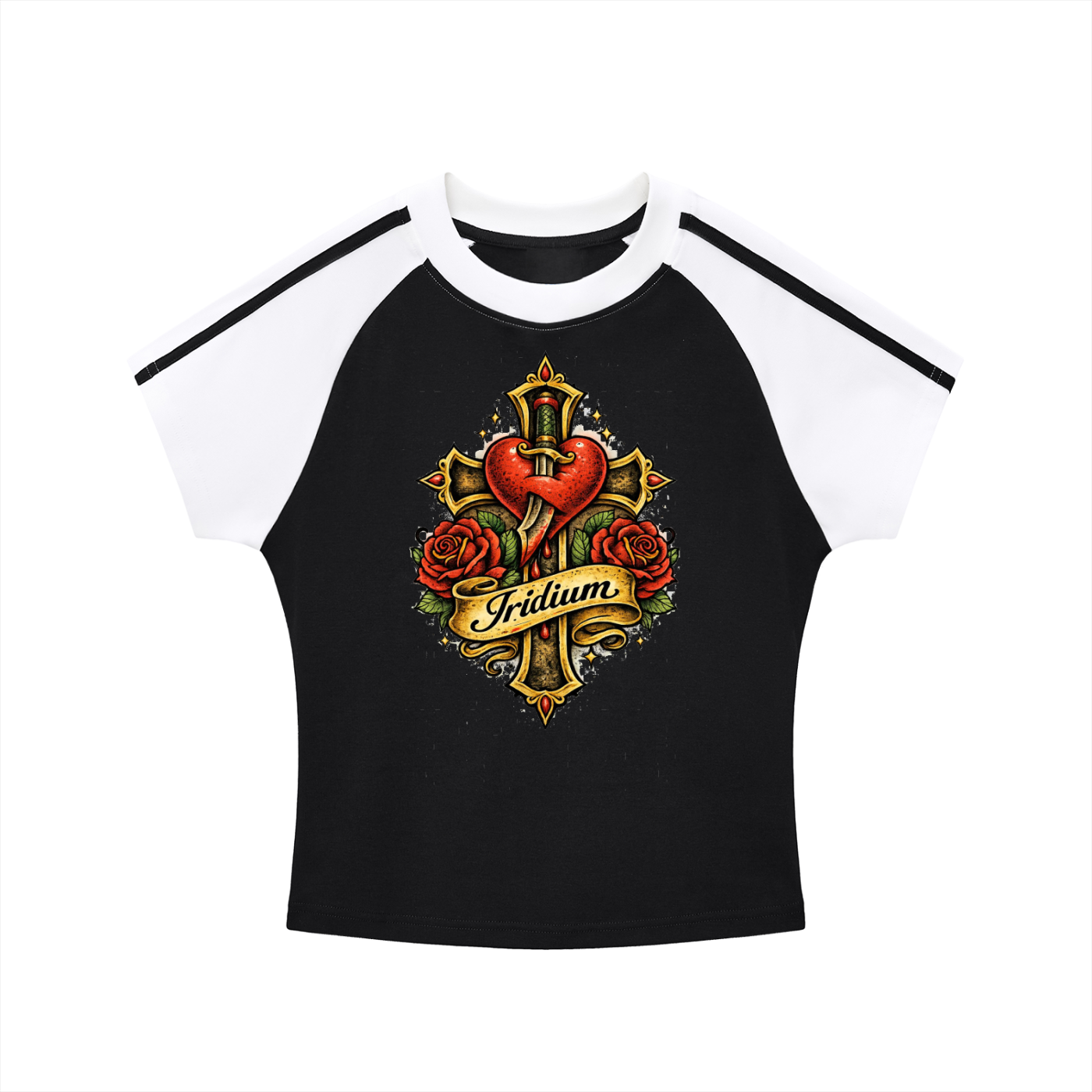 LOVE Contrast Stripes Bodycon Raglan  Sleeve T-Shirt