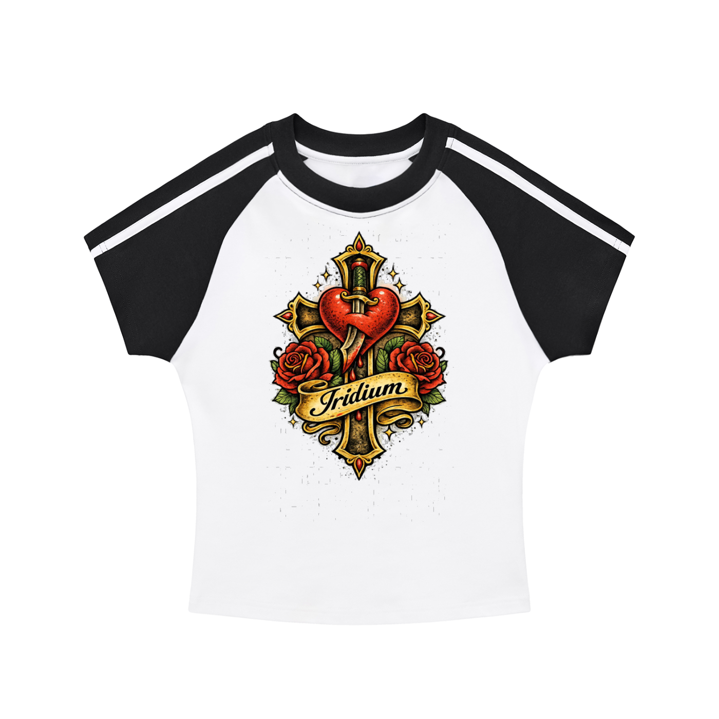 LOVE Contrast Stripes Bodycon Raglan  Sleeve T-Shirt