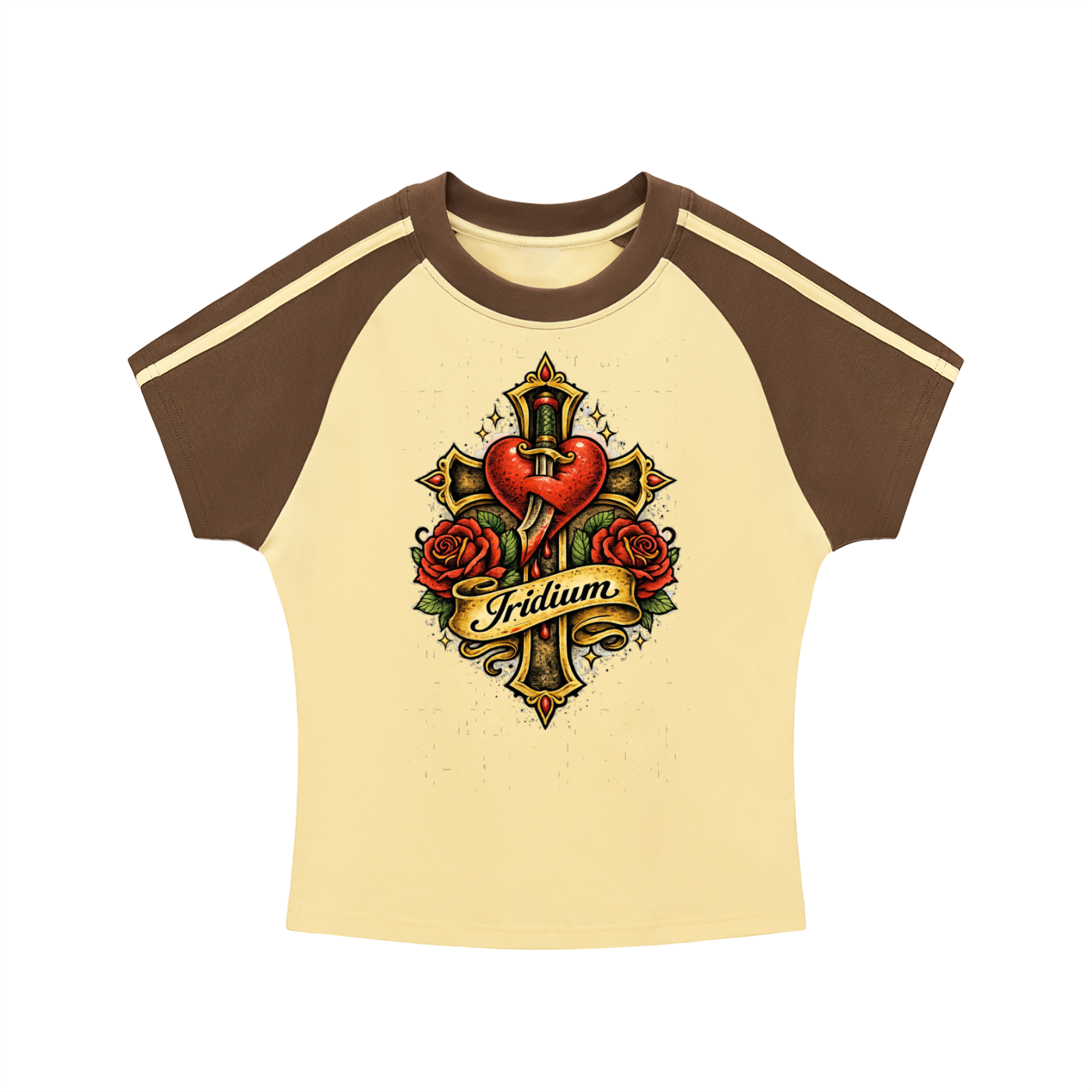 LOVE Contrast Stripes Bodycon Raglan  Sleeve T-Shirt