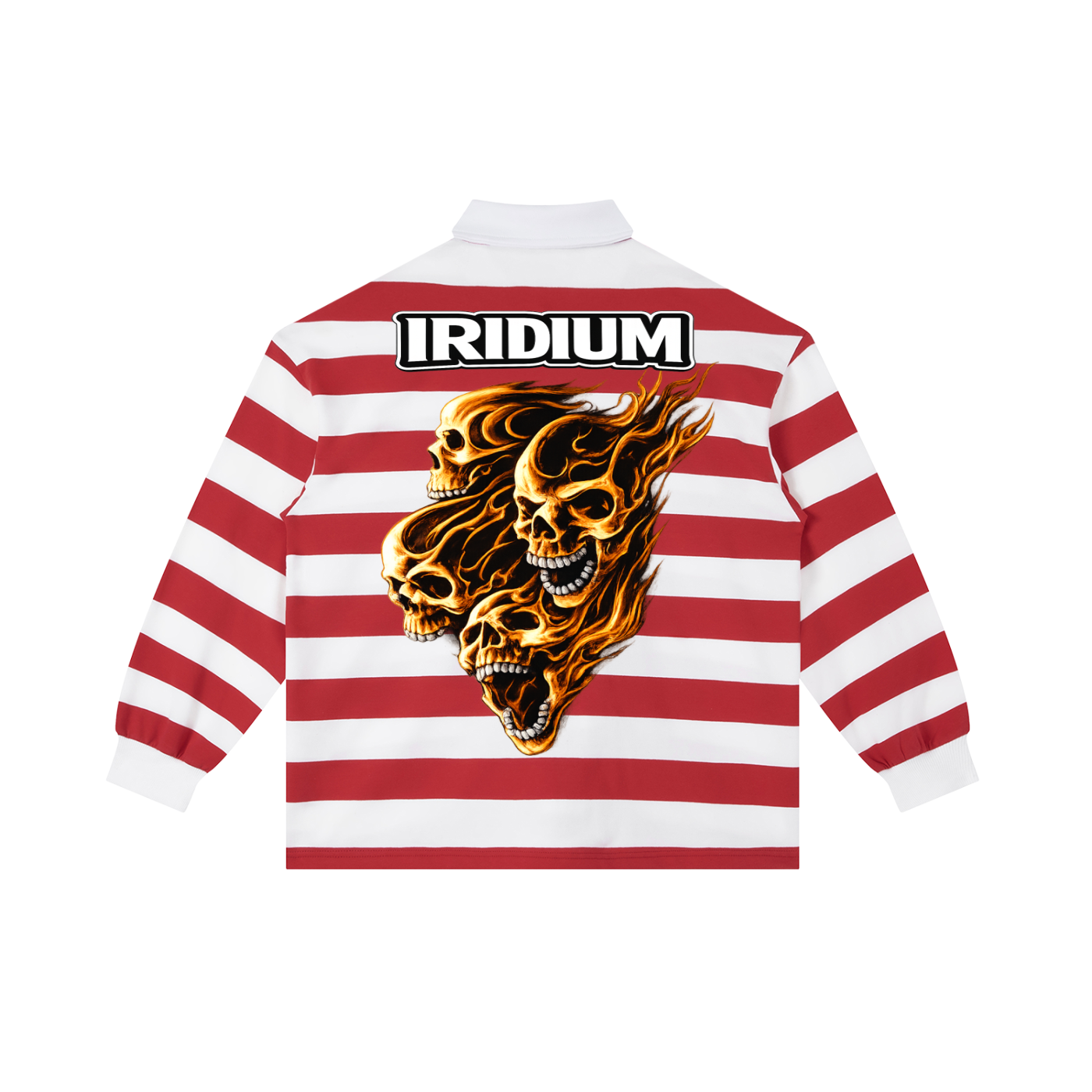 Skull Color Block Stripe Polo Shirt