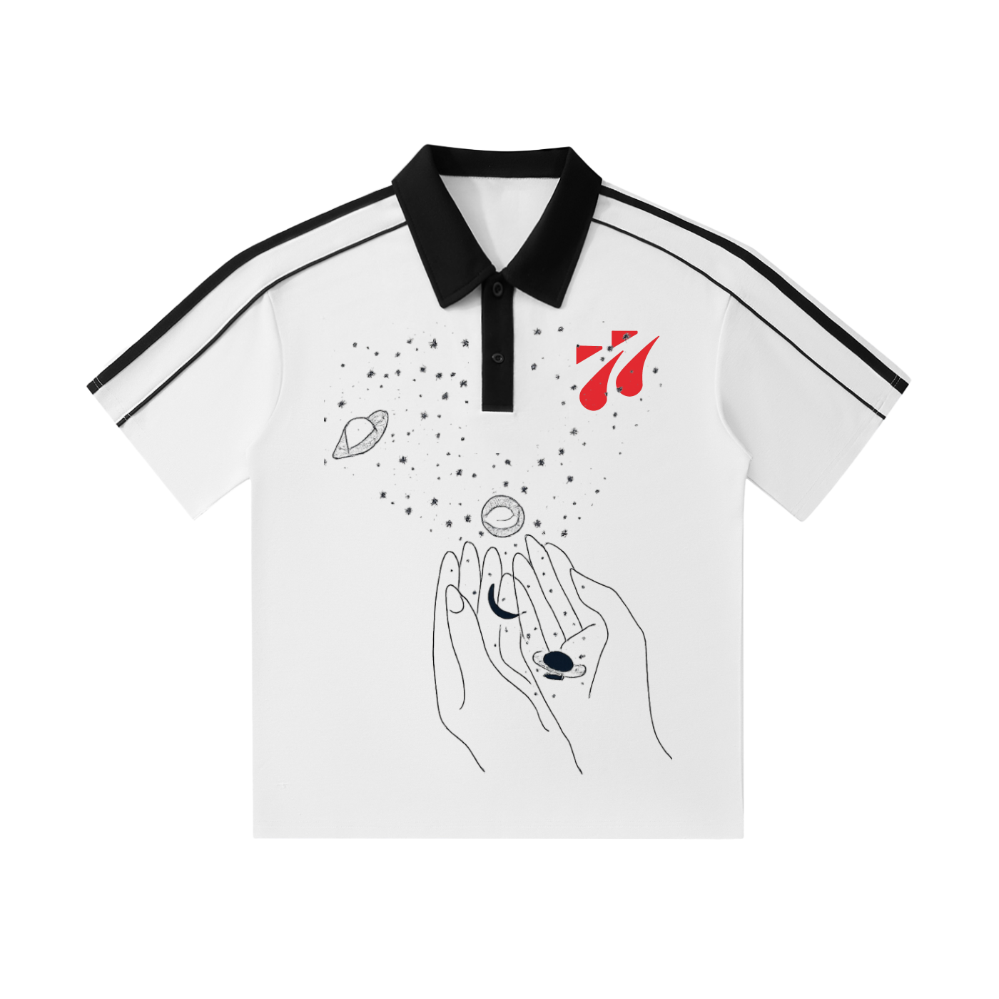 Contrast Collar Short-Sleeve Polo Shirt