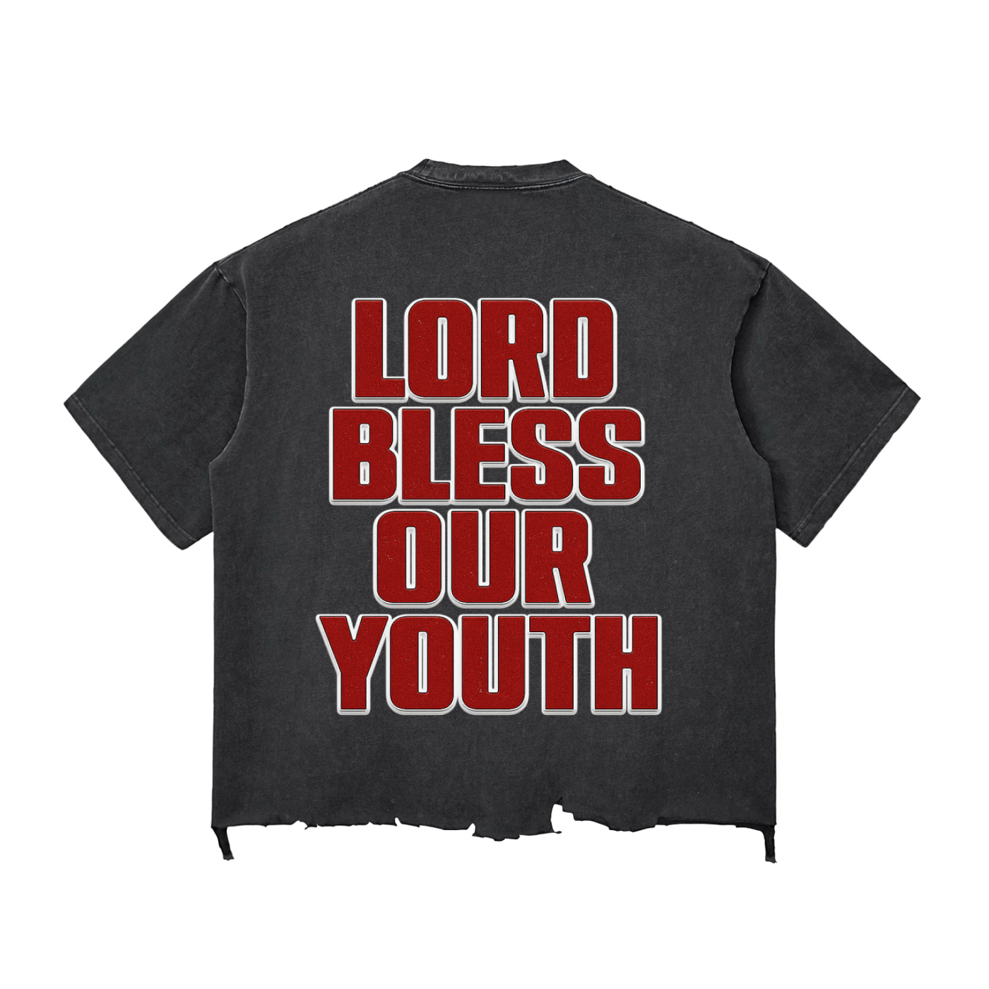 Bless Our Youth Wash Raw-Hem Boxy T-shirt