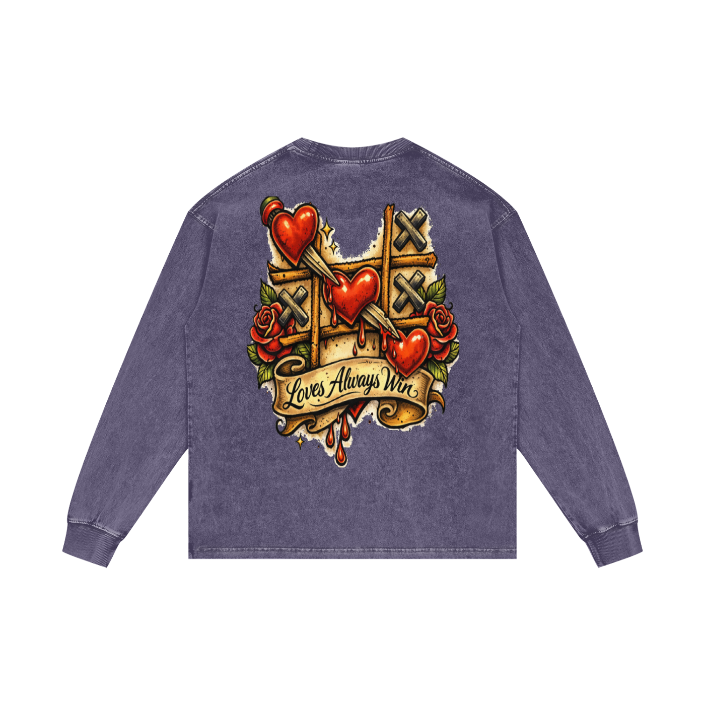 Love Wins Acid Wash Oversize Long Sleeve T-Shirt