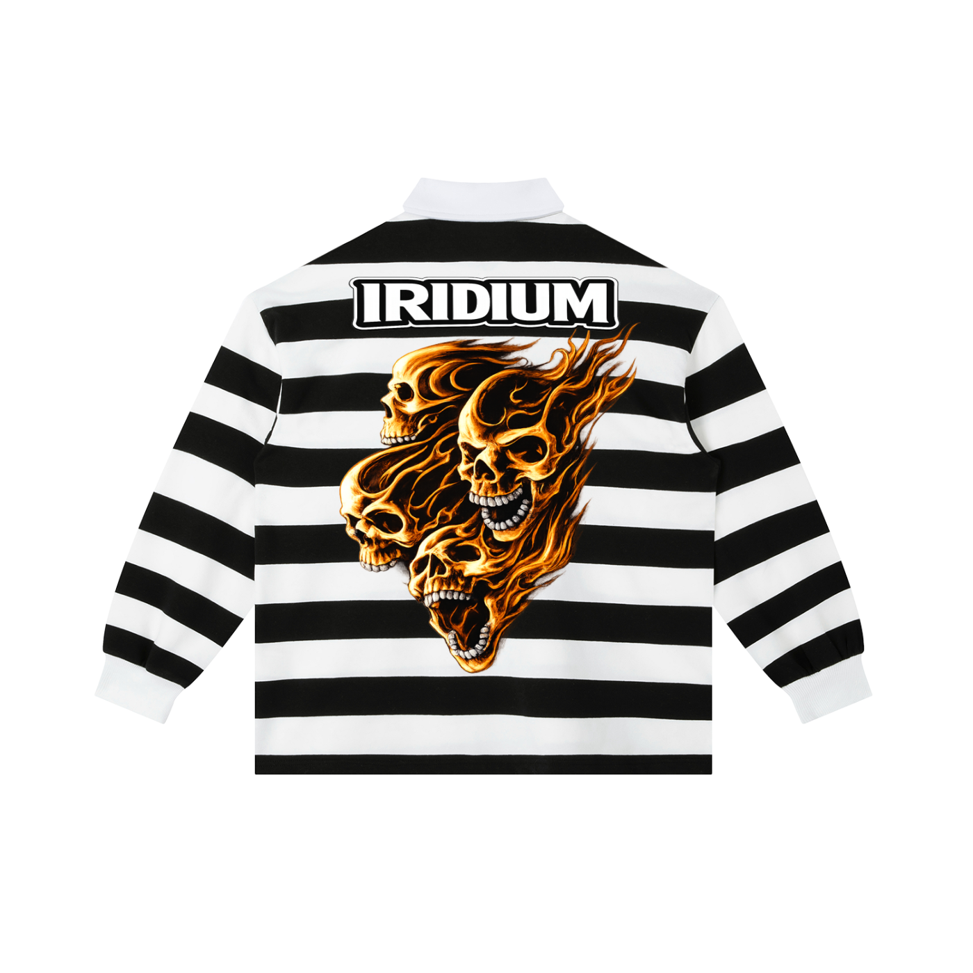 Skull Color Block Stripe Polo Shirt