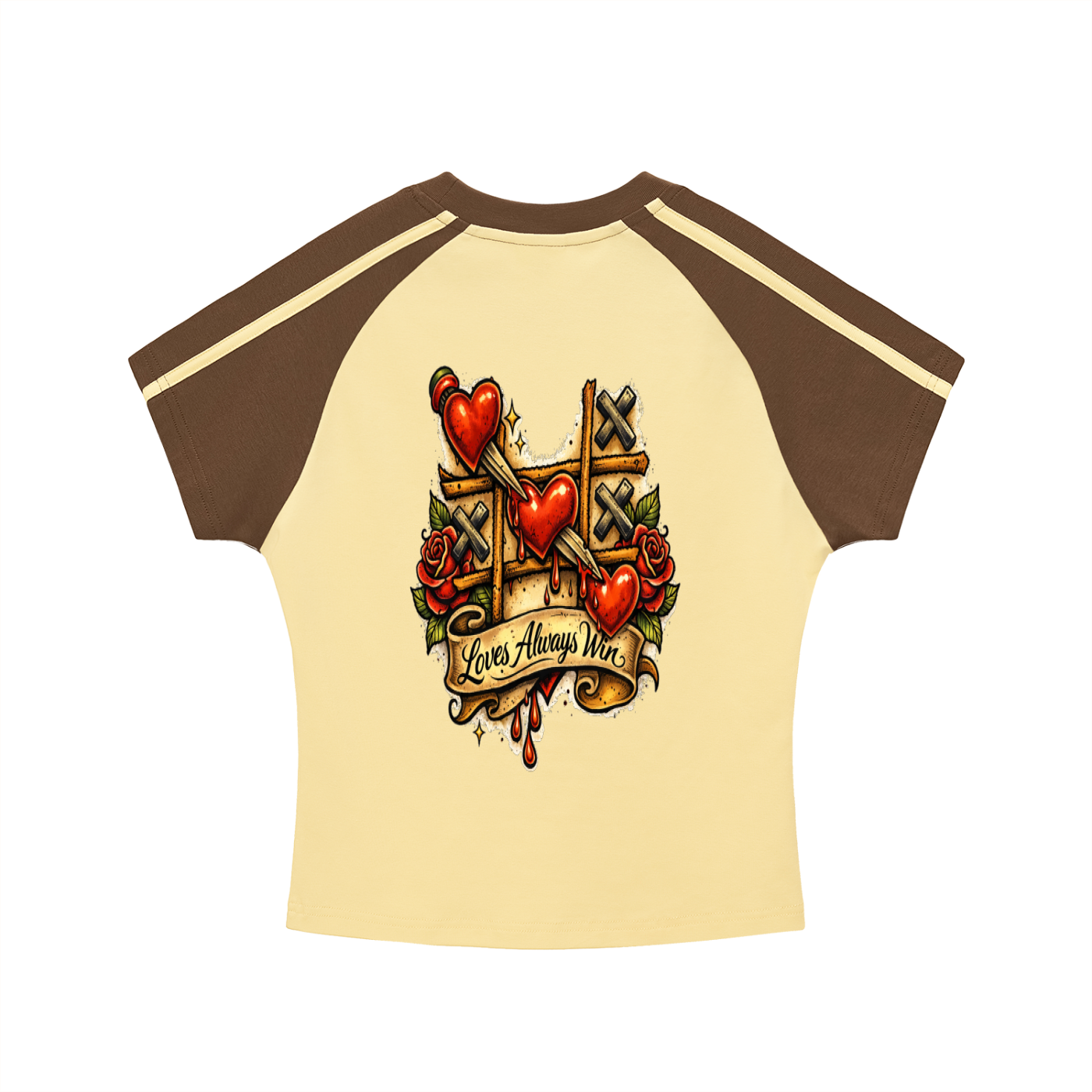 LOVE Contrast Stripes Bodycon Raglan  Sleeve T-Shirt