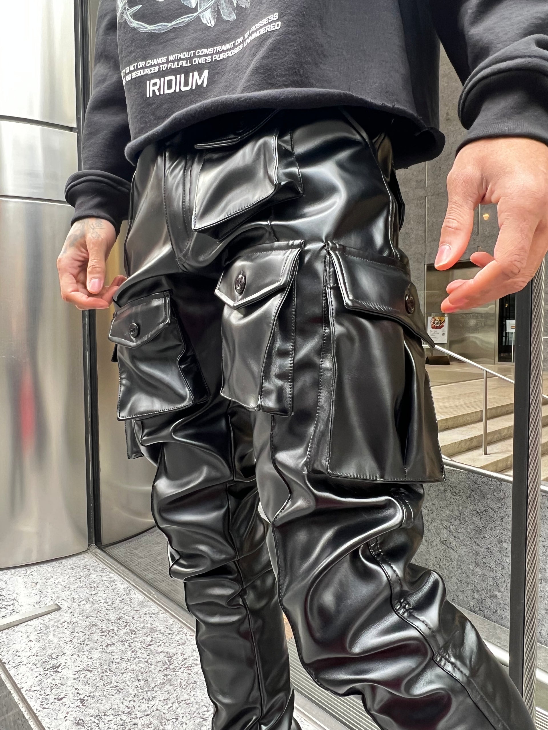 Vegan Leather Stacked Cargo Pants – Iridium Clothing Co