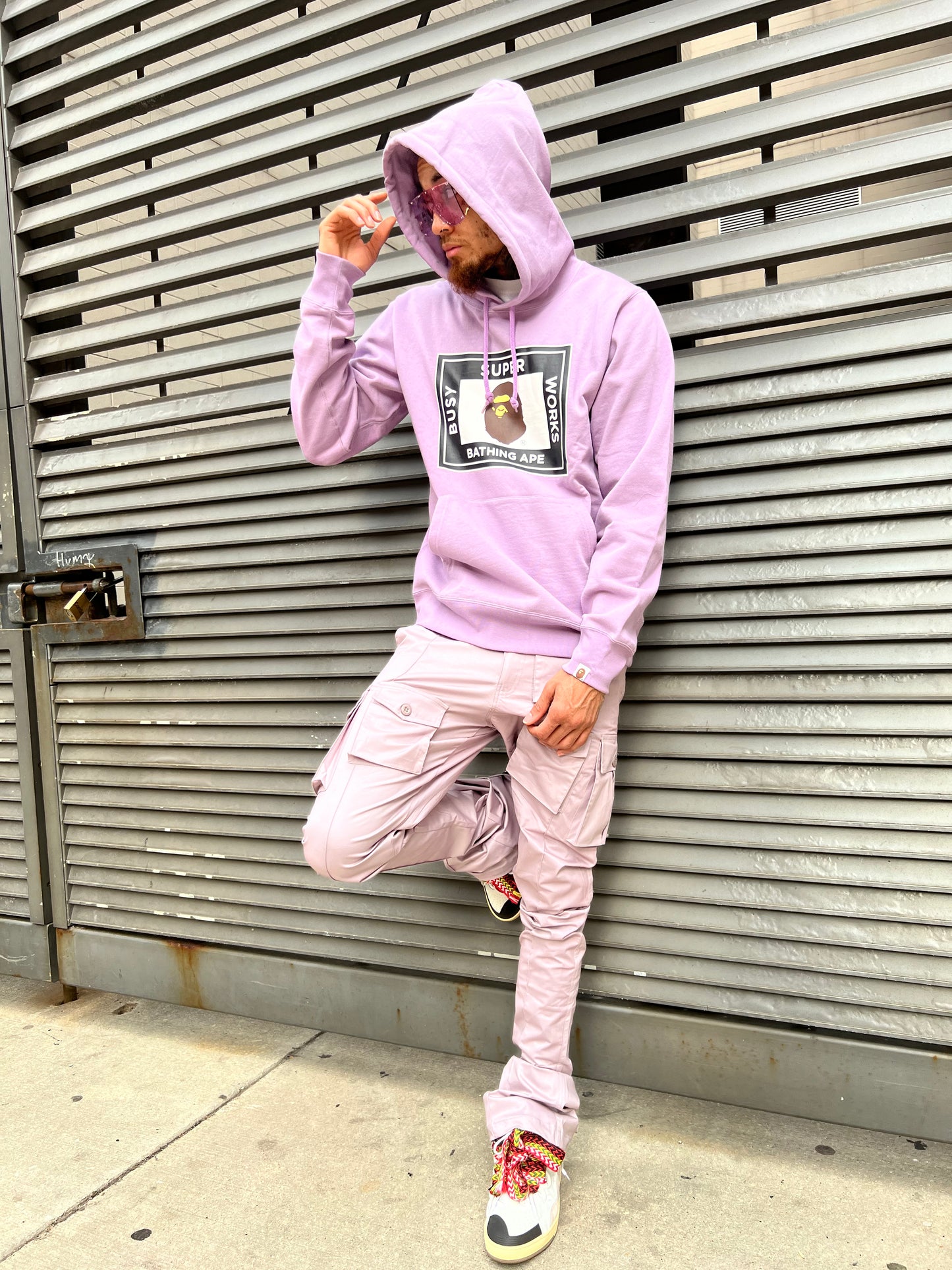 Lilac Stacked Cargo Pants