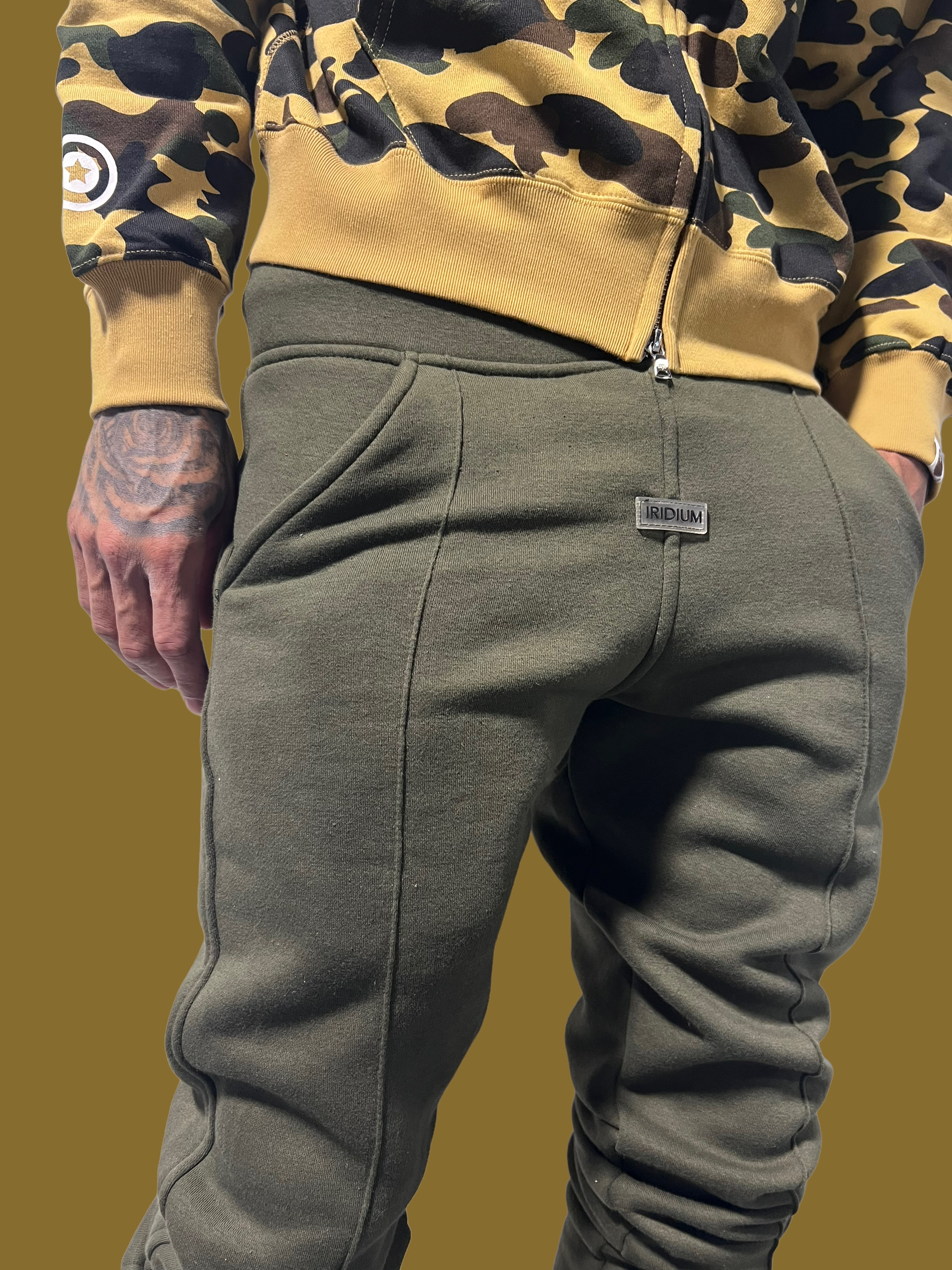 Green Stacked Joggers Xl