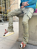 Green Stacked Cargo Pants