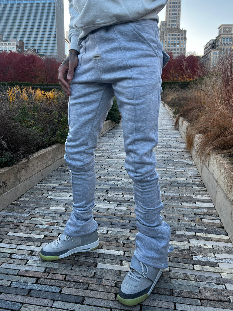 Grey Stacked Joggers Iridium Clothing Co