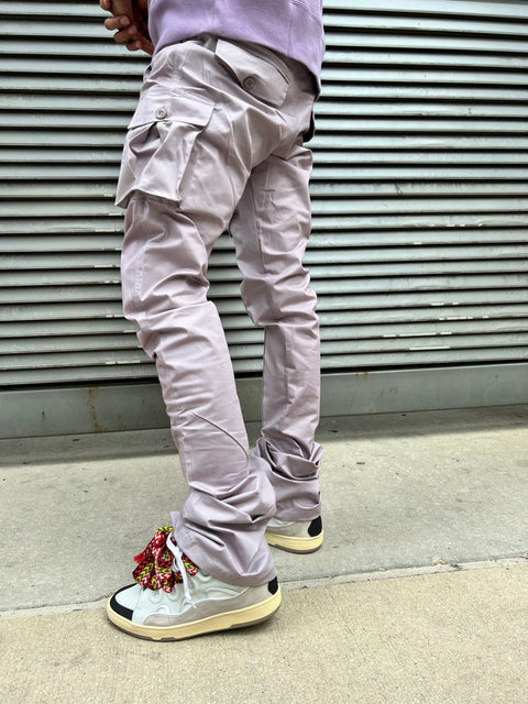 Lilac Stacked Cargo Pants