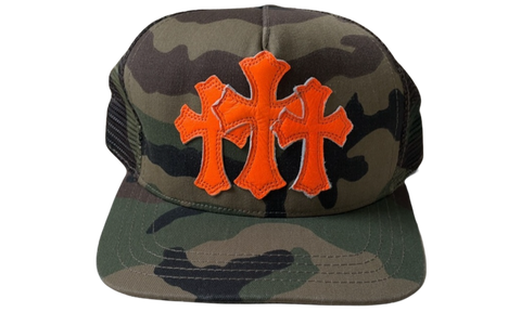 Chrome Hearts Tri-Cross Camo/Orange Trucker Hat