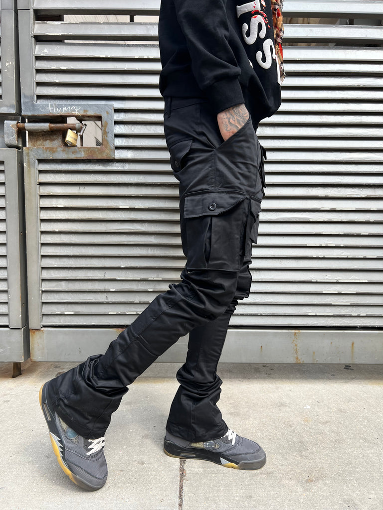 Black Stacked Cargo Pants – Iridium Clothing Co