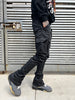 Black Stacked Cargo Pants