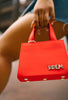 Vermillion small leather bag  (Free shipping )