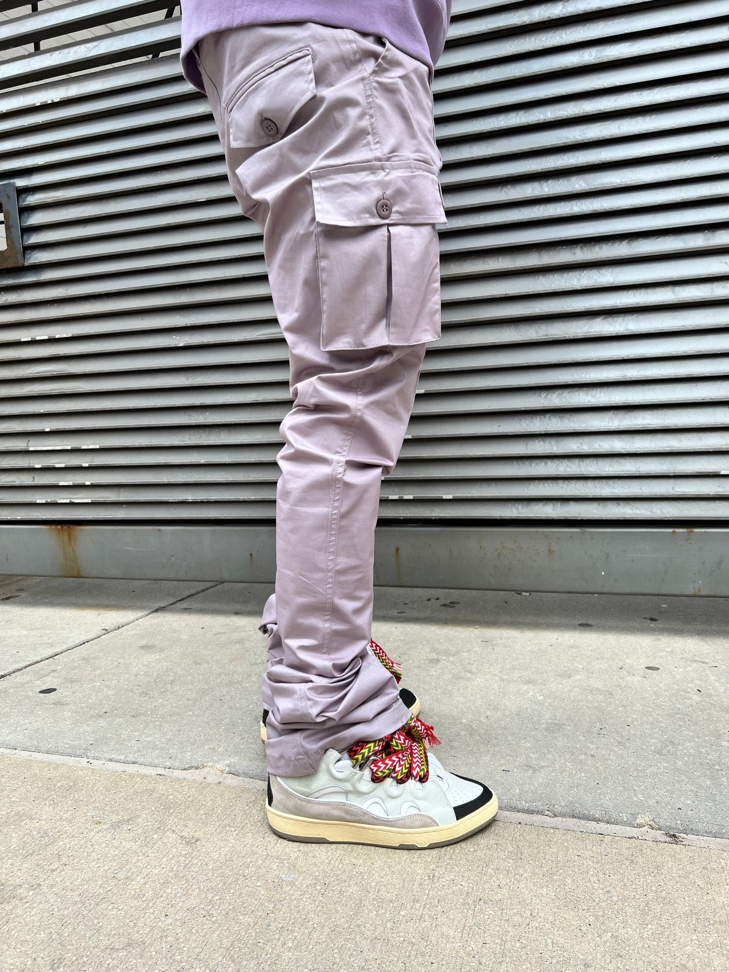 Lilac Stacked Cargo Pants