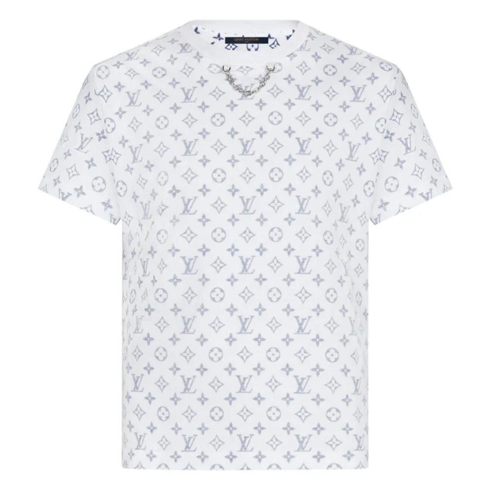 Authenic Louis Vuitton T-shirt Women's Size S White/Navy Blue